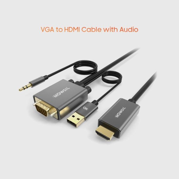 Mowsil VGA to HDMI Cable 2Mtr with Audio - Image 3