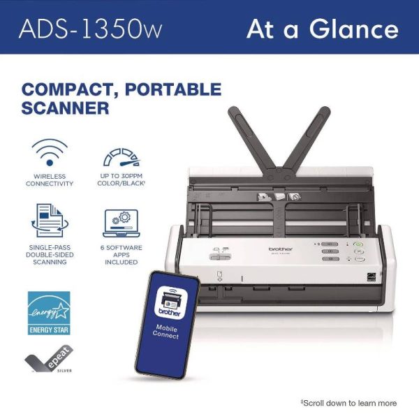Brother ADS-1350W Portable Document Scanner with Wi-Fi connectivity - Image 3
