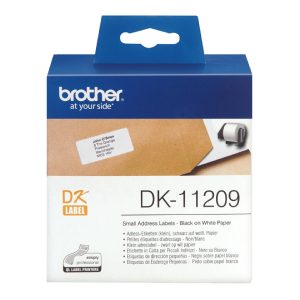 Brother DK-11209 Small Address Label Roll – Black on White, 28.9mm x 62mm - 800 Labels