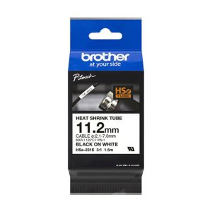 Brother HSe-231E Black on White Heat Shrink Tube Tape – 11.2mm