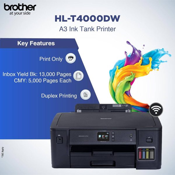 Brother MFC-T4000DW A3 Color Inkjet Printer with Duplex and Wi-Fi Connectivity - Image 2