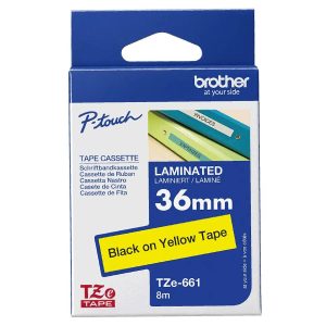 Brother TZe-661 Labelling Tape Cassette – Black on Yellow, 36mm wide