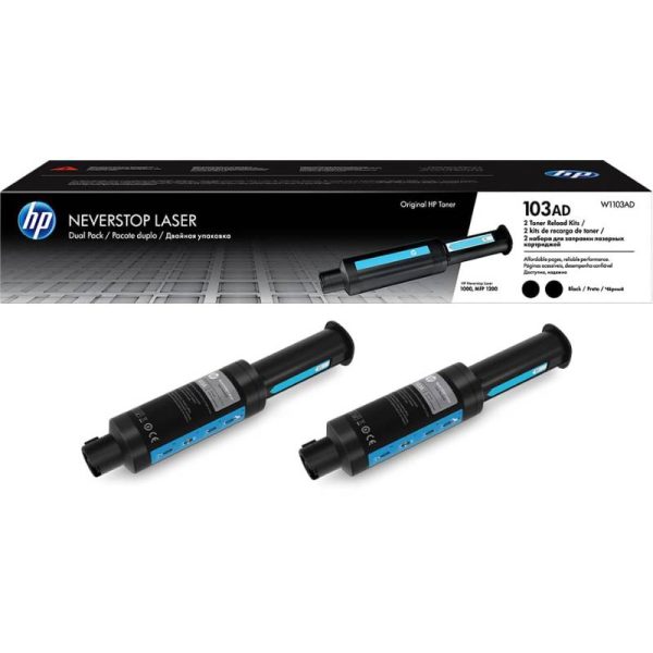 HP 103AD Black Original Dual Pack Toner Reload Kit (W1103AD) - Image 2