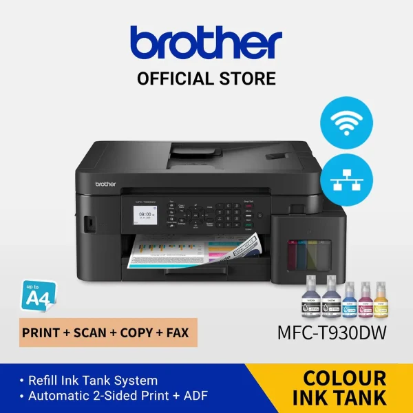 Brother MFC-T930DW Wireless All In One Ink Tank Printer with Automatic 2 Sided, Mobile Print And Scan, High Yield Ink Bottles - Image 3