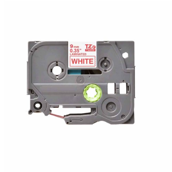 Brother P-touch TZE222 | 9mm Red Print on White Laminated Tape - Image 2