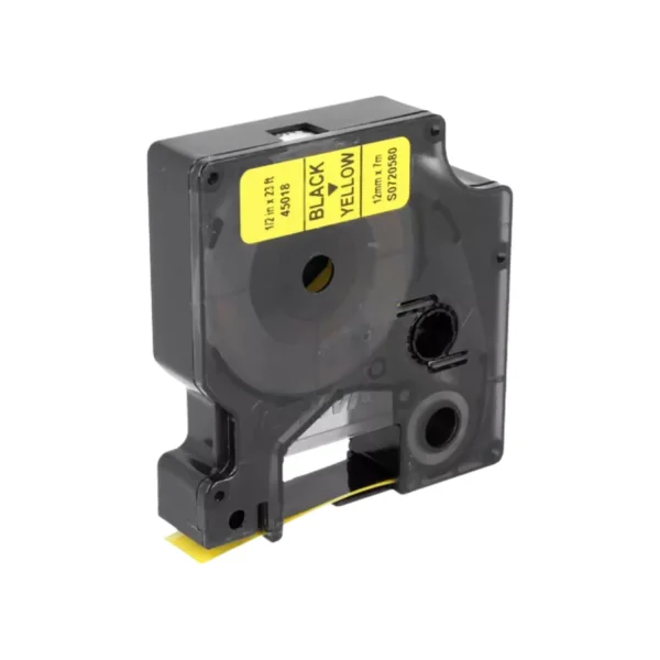 DYMO Standard D1 45018 Labeling Tape Black Print on Yellow Tape – 12mmx7mm | S0720580 - Image 2