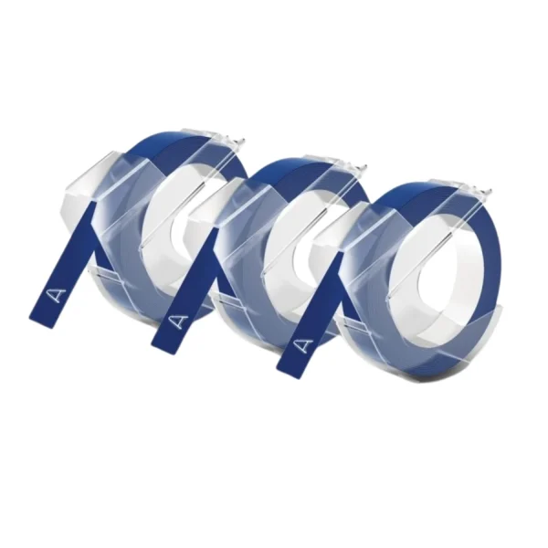Dymo Embossing Tape 9mmx3m, Blister Pack Of 3 Pcs, White On Blue - S0847740 - Image 2