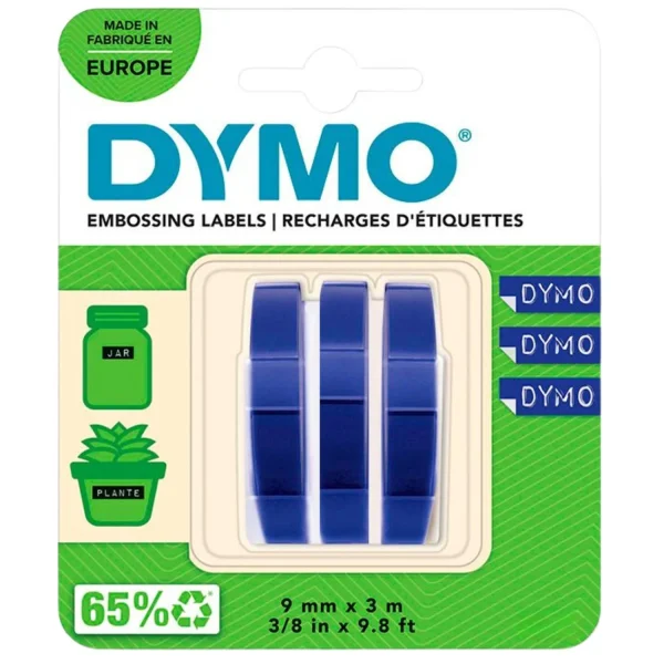 Dymo Embossing Tape 9mmx3m, Blister Pack Of 3 Pcs, White On Blue - S0847740