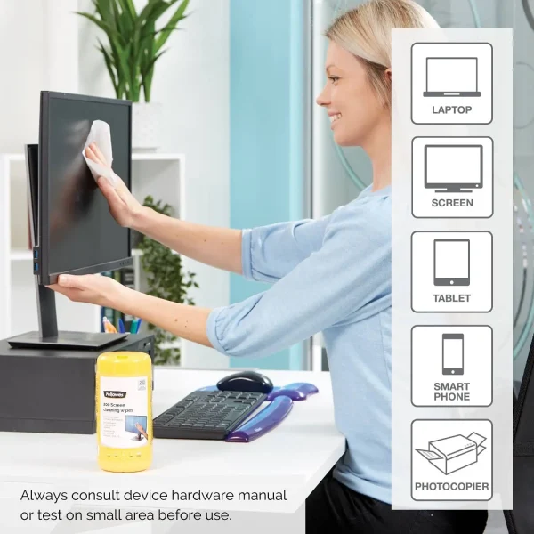 Fellowes Screen Cleaning Wipes - 100 Pcs Tube - Image 2