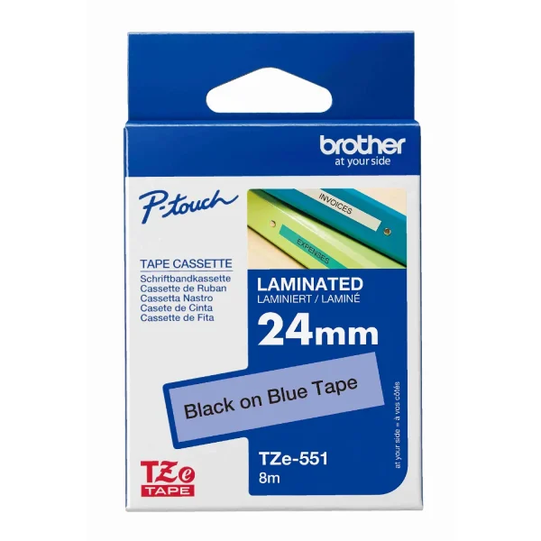 Brother TZe-551 24mm laminated label tape black on blue
