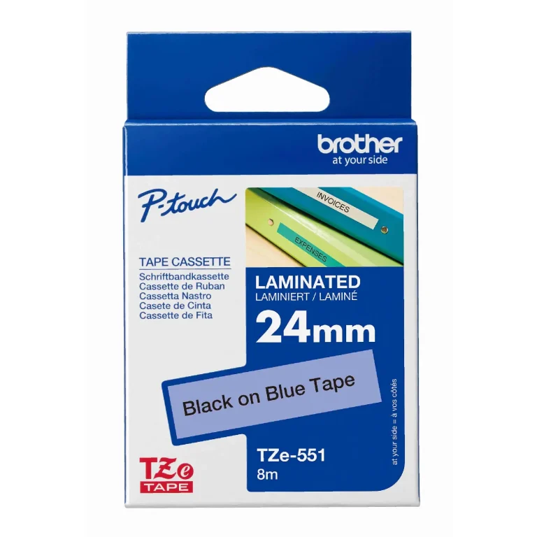 Brother TZe-551 24mm laminated label tape black on blue