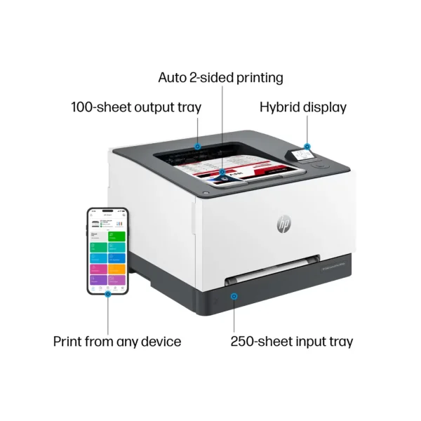 HP Color LaserJet Pro 3203DW Printer - Wireless, Duplex, Fast Color Laser Printer - Image 2