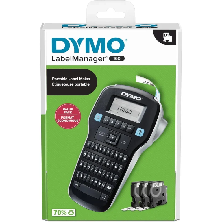 DYMO LabelManager 160 label maker with 3 D1 tapes