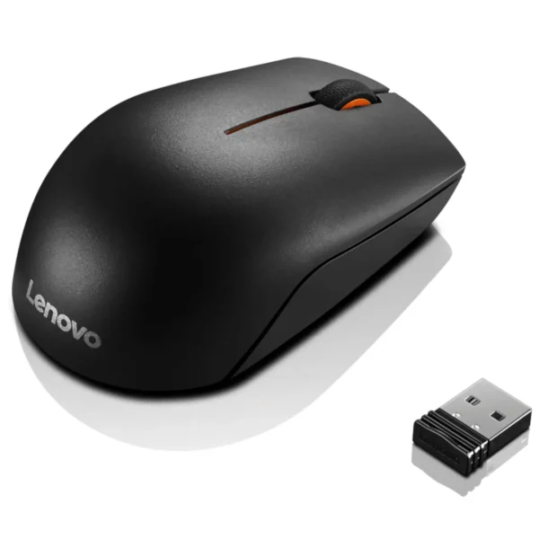 Top view of Lenovo compact wireless mouse with scroll wheel
