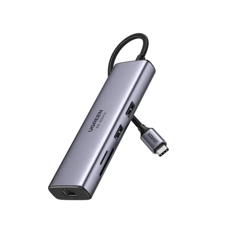 UGREEN 7-in-1 USB-C Hub front view with ports labeled