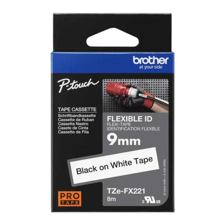 Brother TZe-FX221 Flexible ID Tape 9mm Black on White UAE