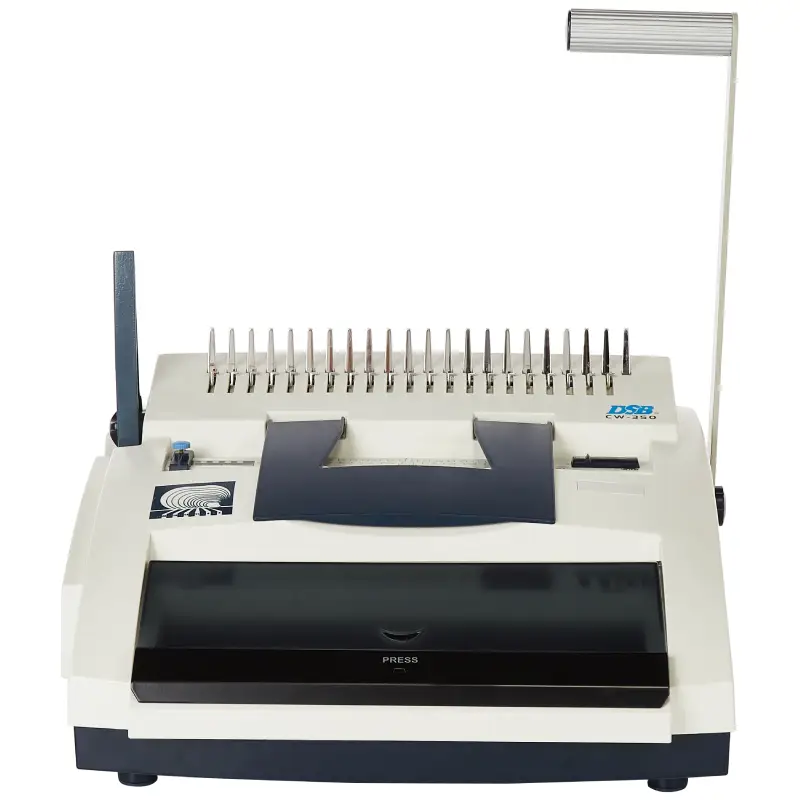 DSB CW-350 manual comb and 3:1 wire binding machine with dual punching and 500-sheet capacity