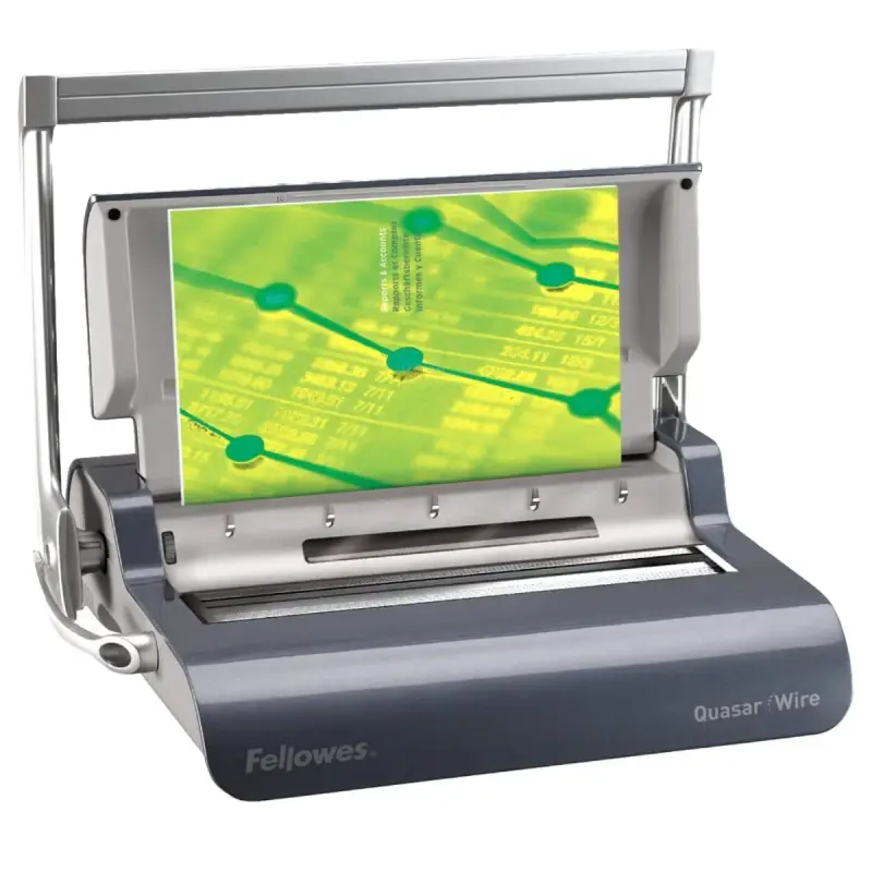 Fellowes Quasar Wire manual 3:1 wire binding machine with 15-sheet punch and 130-sheet binding capacity