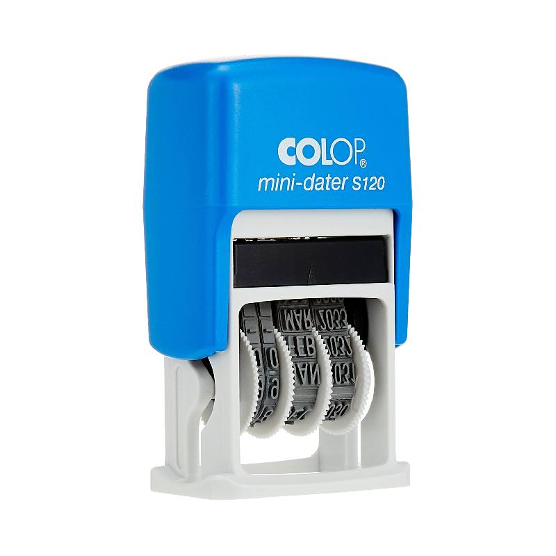 COLOP Mini-Dater S120 Blue/Grey Self-Inking Date Stamp
